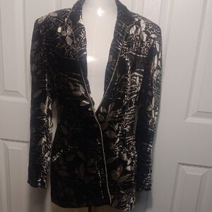 Juliana Collezione Beautiful Floral Velvet Blazer One Button Closure